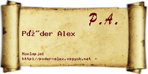 Póder Alex névjegykártya